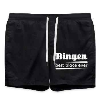 Bingen - Stadt best place ever - Badeshorts - Schwarz - Vorne - AI Model Male 185 light (185cm)