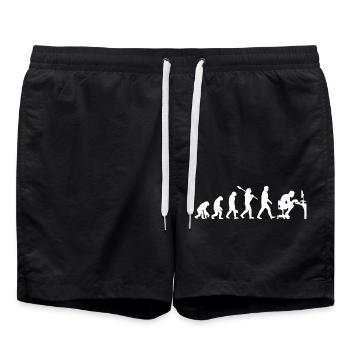 Programmierer - Evolution - PC - Informatiker - Badeshorts - Schwarz - Vorne - AI Model Male 185 light (185cm)