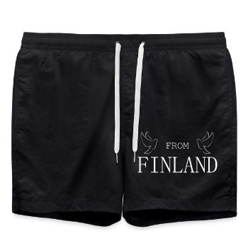 From Finland Krieg Taube - Badeshorts - Schwarz - Vorne - AI Model Male 185 light (185cm)