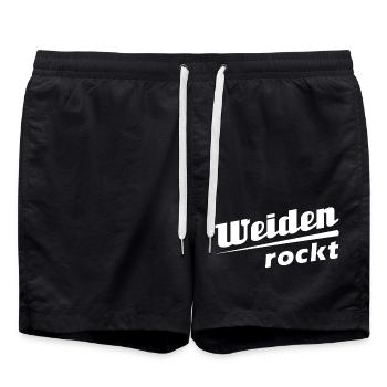 Weiden - Stadt best place ever - Badeshorts - Schwarz - Vorne - AI Model Male 185 light (185cm)
