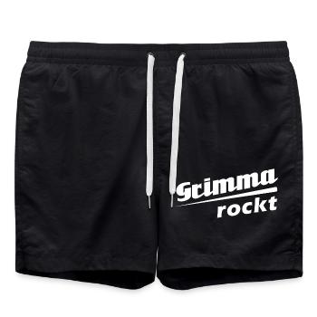 Grimma - Ich liebe Stadtnamen in Tattoo Stil - Badeshorts - Schwarz - Vorne - AI Model Male 185 light (185cm)
