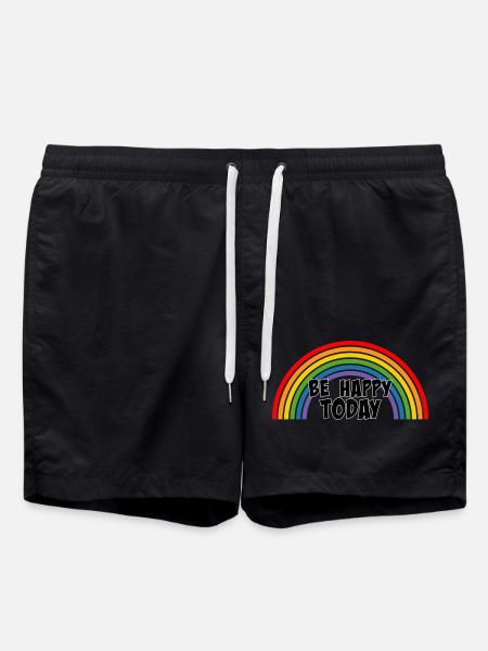 Regenbogen be happy today - Swim Trunks - black