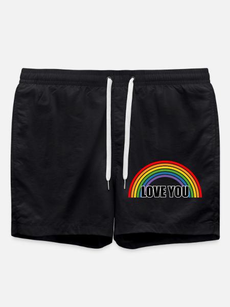 Rainbow love you - Swim Trunks - black