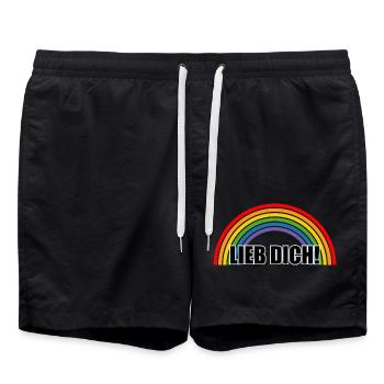 Regenbogen Lieb dich - Badeshorts - Schwarz - Vorne - AI Model Male 185 light (185cm)