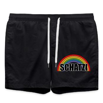 Regenbogen Schatzi - Badeshorts - Schwarz - Vorne - AI Model Male 185 light (185cm)