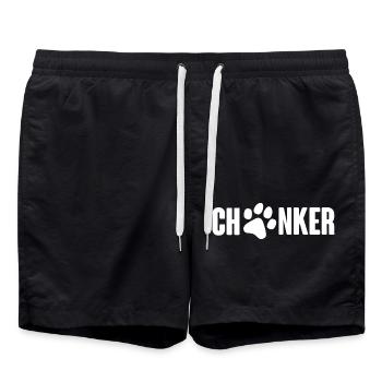 Chonker Schriftzug mit Katzenpfote Weiß - Badeshorts - Schwarz - Vorne - AI Model Male 185 light (185cm)