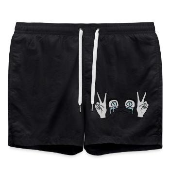 Femme Victoire Hand Signal Girl - Short de bain - noir - Devant - AI Model Male 185 light (185cm)