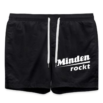 Minden rockt - Textdesign mit Stadtnamen - Badeshorts - Schwarz - Vorne - AI Model Male 185 light (185cm)