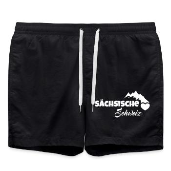 Sächsische Schweiz Urlaub Gebirge - Badeshorts - Schwarz - Vorne - AI Model Male 185 light (185cm)