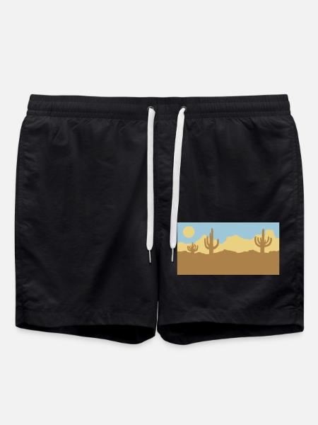 Desert Landscape Silhouette Skyline - Swim Trunks - black