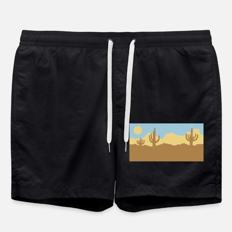 Desert Landscape Silhouette Skyline - Swim Trunks - black