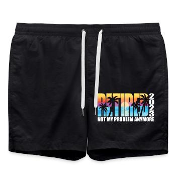 Retired 2023 Retirement Gift For Men & Women Funny - Swim Trunks - black - Front - AI Model Male 185 light (185cm)