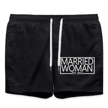 2023 Brautdusche Hochzeitsgeschenk - Badeshorts - Schwarz - Vorne - AI Model Male 185 light (185cm)