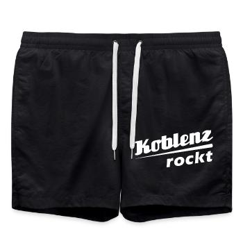 Koblenz rockt - Textdesign mit Stadtnamen - Badeshorts - Schwarz - Vorne - AI Model Male 185 light (185cm)
