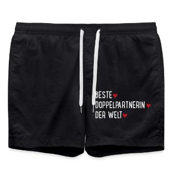 Tennis Doppelpartnerin - Badeshorts - Schwarz - Vorne - AI Model Male 185 light (185cm)