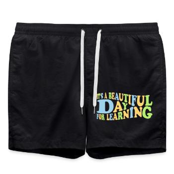 beautiful day for learning - Swim Trunks - black - Front - AI Model Male 185 light (185cm)