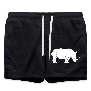 Rhino Sketch Rhinoceros Safari Wildtierliebhaber - Badeshorts - Schwarz - Vorne - AI Model Male 185 light (185cm)