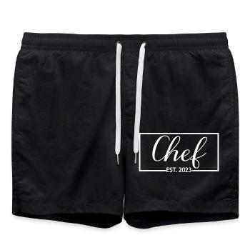 Chef Est. 2023 Graduated Chef Culinary Art Student - Swim Trunks - black - Front - AI Model Male 185 light (185cm)
