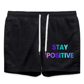 STAY POSITIVE - Short de bain - noir - Devant - AI Model Male 185 light (185cm)