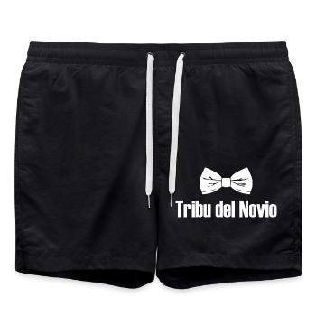 Tribu del Novio Groom's Tribe Wedding Groomsmen - Swim Trunks - black - Front - AI Model Male 185 light (185cm)