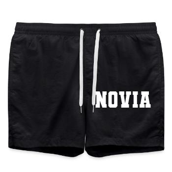Novia Girlfriend Engagement Bridal Shower Wedding - Swim Trunks - black - Front - AI Model Male 185 light (185cm)
