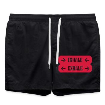 inhale exhale yoga quote - Swim Trunks - black - Front - AI Model Male 185 light (185cm)
