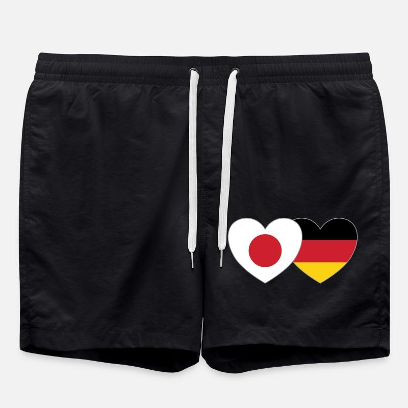 Japan Germany Flag Heart - Swim Trunks - black