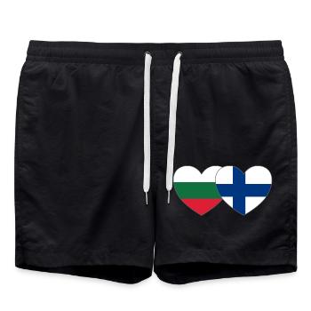 Bulgarien Finnland Flagge Herz - Badeshorts - Schwarz - Vorne - AI Model Male 185 light (185cm)
