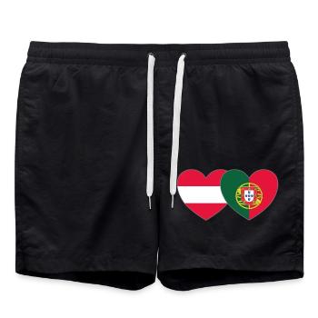Autriche Portugal Flag Coeur - Short de bain - noir - Devant - AI Model Male 185 light (185cm)