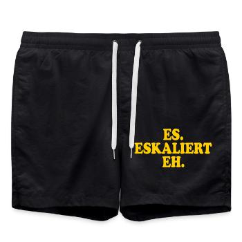 Es eskaliert eh - Badeshorts - Schwarz - Vorne - AI Model Male 185 light (185cm)