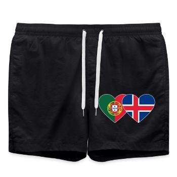 Portugal Islande Flag Coeur - Short de bain - noir - Devant - AI Model Male 185 light (185cm)