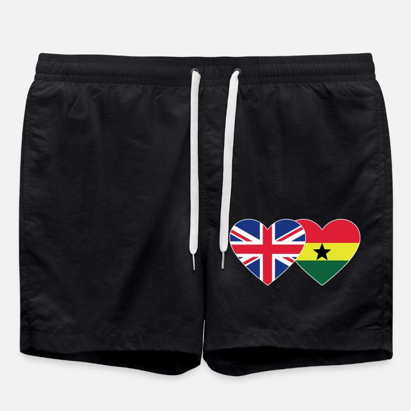 Angleterre Ghana Flag Heart - Short de bain - noir