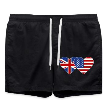 Royaume-Uni États-Unis Drapeau Coeur - Short de bain - noir - Devant - AI Model Male 185 light (185cm)