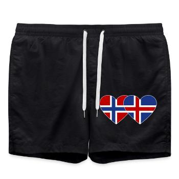 Norway Iceland Flag Heart - Swim Trunks - black - Front - AI Model Male 185 light (185cm)