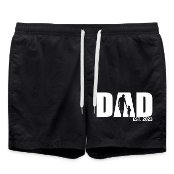 Dad Est. 2023, Dad To Be, Pregnancy Announcement - Swim Trunks - black - Front - AI Model Male 185 light (185cm)