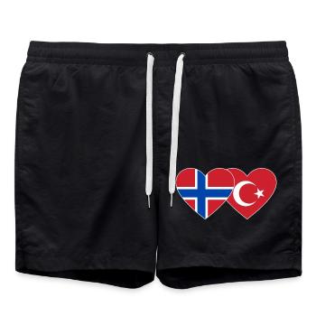 Norway Turkey Flag Heart - Swim Trunks - black - Front - AI Model Male 185 light (185cm)