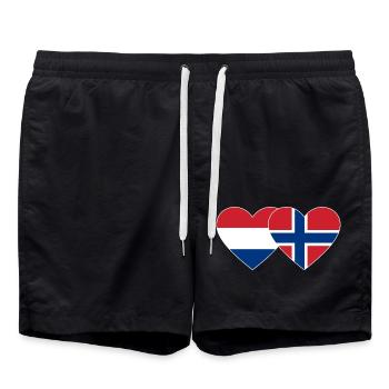 Hollande Norvège drapeau coeur - Short de bain - noir - Devant - AI Model Male 185 light (185cm)