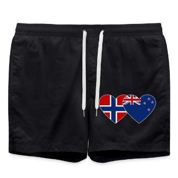 Norvège Nouvelle-Zélande Flag Heart - Short de bain - noir - Devant - AI Model Male 185 light (185cm)