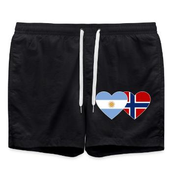 Argentinien Norwegen Flagge Herz - Badeshorts - Schwarz - Vorne - AI Model Male 185 light (185cm)