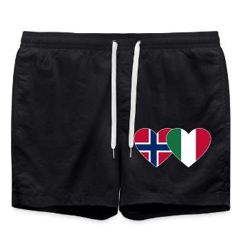 Norvège Italie Flag Coeur - Short de bain - noir - Devant - AI Model Male 185 light (185cm)