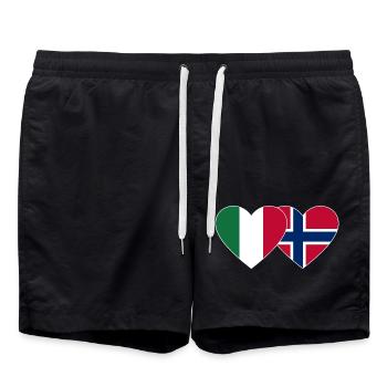Italy Norway Flag Heart - Swim Trunks - black - Front - AI Model Male 185 light (185cm)