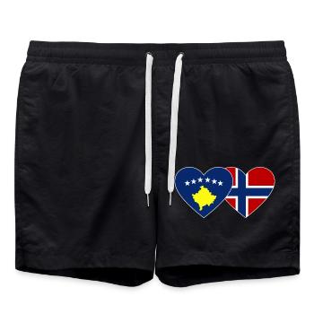 Kosovo Norway Flag Heart - Swim Trunks - black - Front - AI Model Male 185 light (185cm)