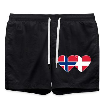 Norway Denmark Flag Heart - Swim Trunks - black - Front - AI Model Male 185 light (185cm)