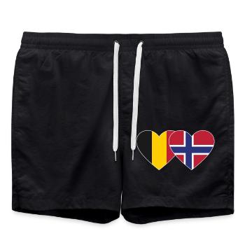 Belgique Norvège Flag Coeur - Short de bain - noir - Devant - AI Model Male 185 light (185cm)