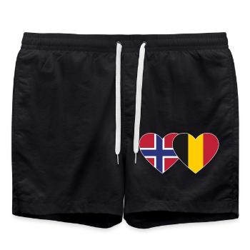 Norvège Belgique Flag Heart - Short de bain - noir - Devant - AI Model Male 185 light (185cm)