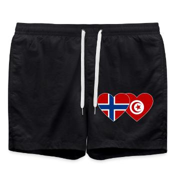 Norvège Tunisie Flag Heart - Short de bain - noir - Devant - AI Model Male 185 light (185cm)