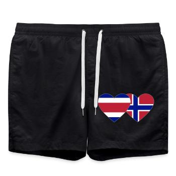 Costa Rica Norwegen Flagge Herz - Badeshorts - Schwarz - Vorne - AI Model Male 185 light (185cm)