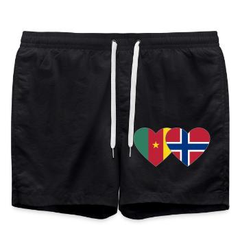 Kemerun Norvège Flag Coeur - Short de bain - noir - Devant - AI Model Male 185 light (185cm)