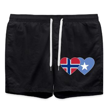 Norway Somalia Flag Heart - Swim Trunks - black - Front - AI Model Male 185 light (185cm)
