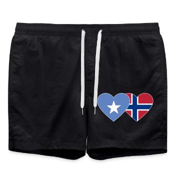 Somalia Norway Flag Heart - Swim Trunks - black - Front - AI Model Male 185 light (185cm)